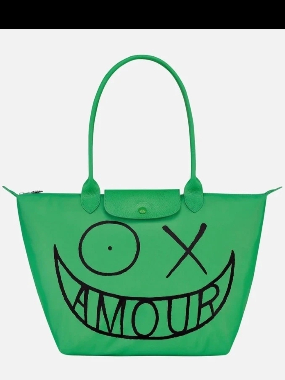 Longchamp x Andre Large Le Pliage Shoulder Bag Green Mr. A Amour Ltd Edition NWT